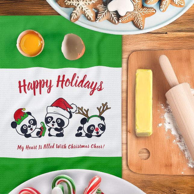 Personalized Christmas Pandas Kitchen Towel (Creator Uploaded)