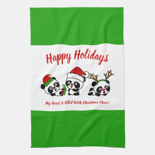 Personalized Christmas Pandas Kitchen Towel