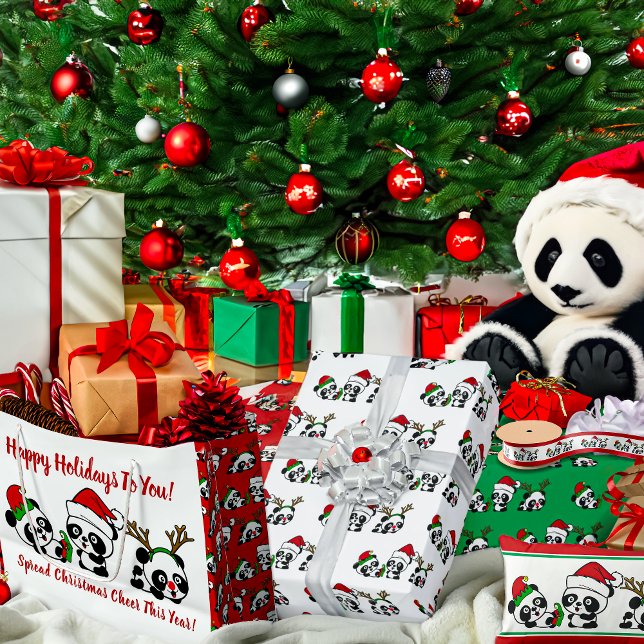 Personalized Christmas Pandas Large Gift Bag (Creator Uploaded)