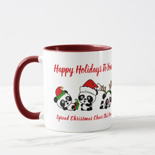 Personalized Christmas Pandas Mug