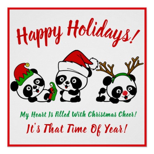 Personalized Christmas Pandas Poster