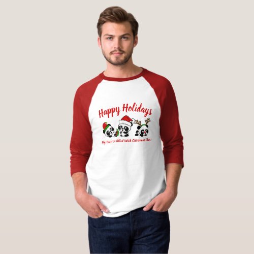 Personalized Christmas Pandas Raglan Sleeve T_Shirt