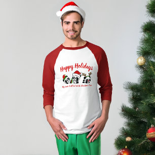 Personalized Christmas Pandas Raglan Sleeve T-Shirt