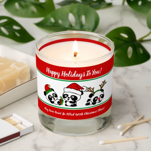 Personalized Christmas Pandas Scented Candle