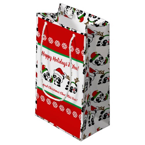 Personalized Christmas Pandas Small Gift Bag