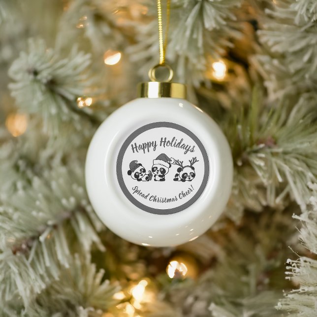 Personalized Christmas Pandas Snowflake Pewter Christmas Ornament (Creator Uploaded)