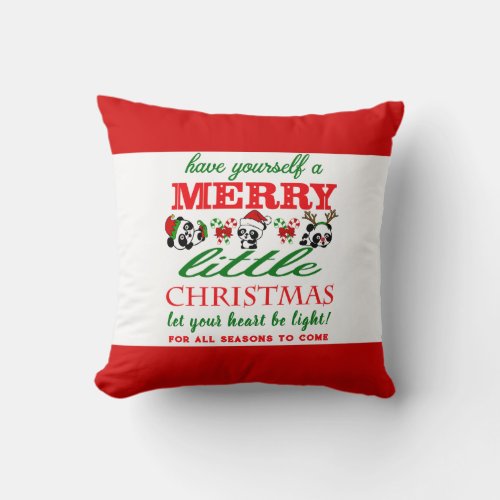 Personalized Christmas Pandas Throw Pillow