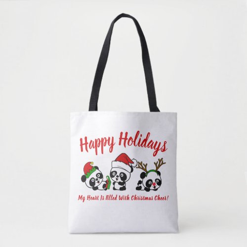 Personalized Christmas Pandas Tote Bag
