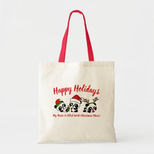 Personalized Christmas Pandas Tote Bag