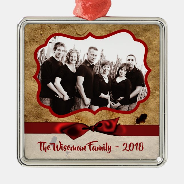 Personalized Christmas Paper Bag PHOTO Ornament (Front)