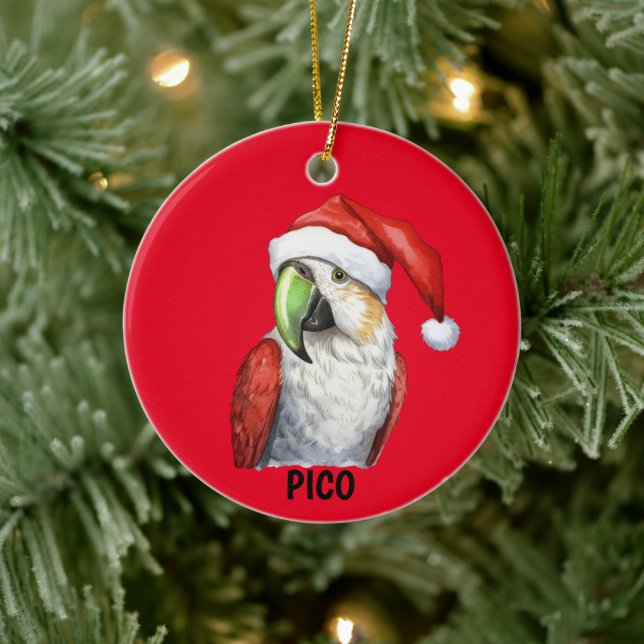 Personalized Christmas Parrot Ceramic Ornament (Tree)