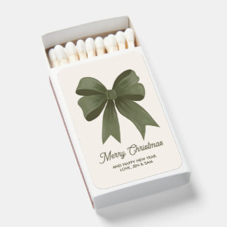 Personalized Christmas Party Favor Idea Green Bow Matchboxes