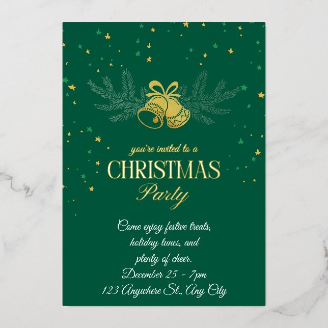 Personalized Christmas Party Foil Holiday Card (Front)