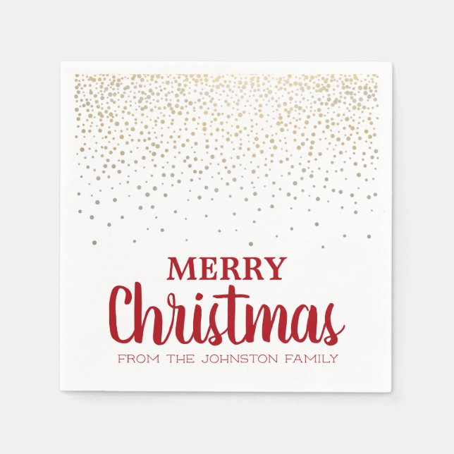 Personalized Christmas Party Gold Silver Confetti Napkins (Front)