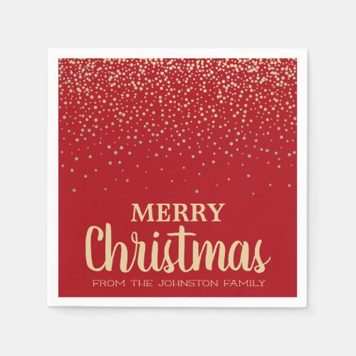 Personalized Christmas Party Gold Silver Confetti Napkins