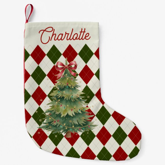 Personalized Christmas Pattern Design Small Christmas Stocking (Front)