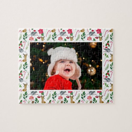 Personalized Christmas Pattern Photo Gift Jigsaw Puzzle