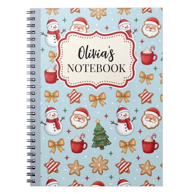 Personalized Christmas Pattern Spiral Notebook (Front)