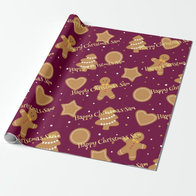 Personalized Christmas pattern wrapping paper (Unrolled)