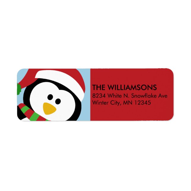 Personalized Christmas Penguin Address Labels (Front)