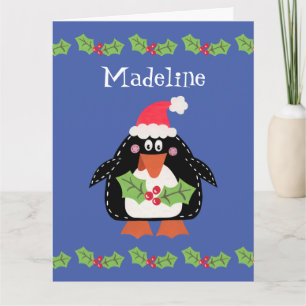 Personalized Christmas Penguin Card