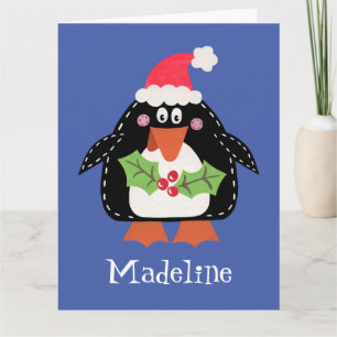 Personalized Christmas Penguin Card