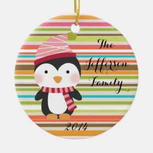 Personalized Christmas Penguin Family Ornament