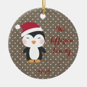Personalized Christmas Penguin Family Ornament