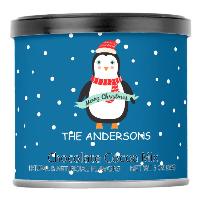 Personalized  Christmas Penguin "Merry Christmas" Hot Chocolate Drink Mix (Front)