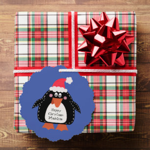 Personalized Christmas Penguin Ornament Card