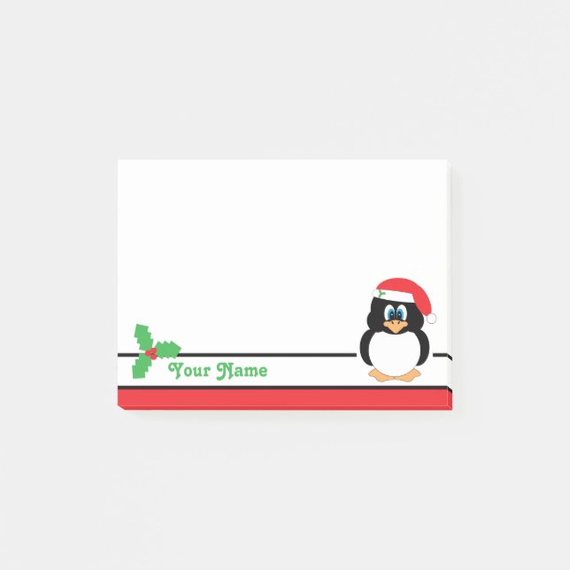 Personalized Christmas Penguin Post-it® Notes (Front)