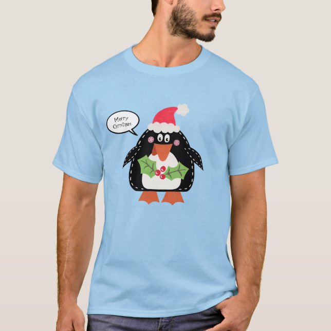 Personalized Christmas Penguin T-Shirt (Front)