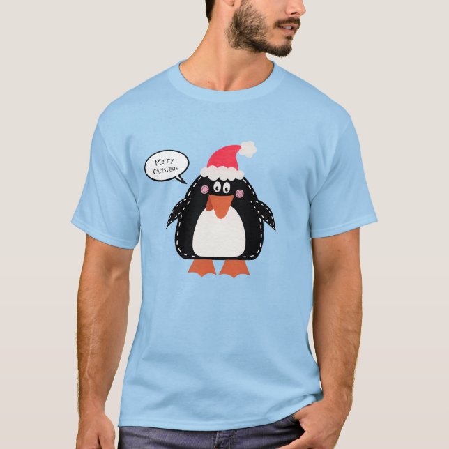 Personalized Christmas Penguin T-Shirt (Front)