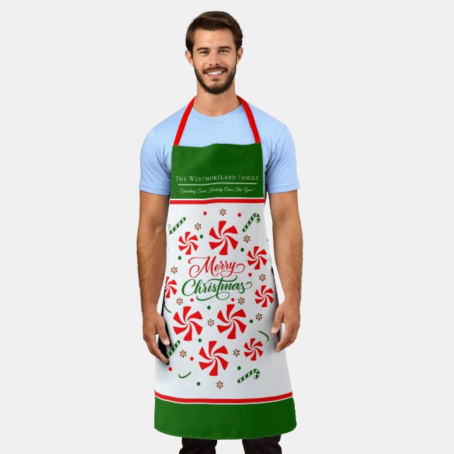 Personalized Christmas Peppermint Candy Apron (Worn)