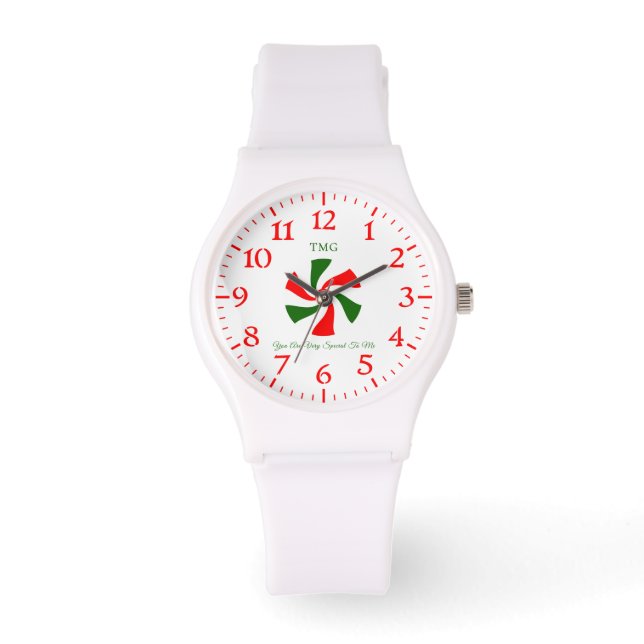 Personalized Christmas Peppermint Candy Watch (Front)