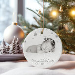 Personalized Christmas Photo And Calligraphy Ceramic Ornament at Zazzle