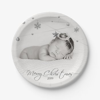 Personalized Christmas Photo And Calligraphy Paper Plates by ChristmaSpirit at Zazzle