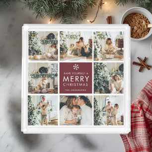 Personalized Christmas Photo Collage Acrylic Tray