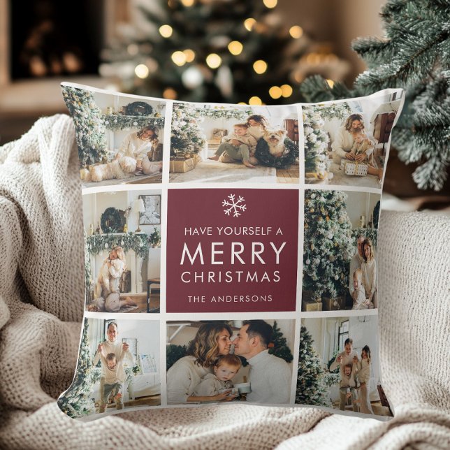 Personalized Christmas Photo Collage  Throw Pillow (Creator Uploaded)