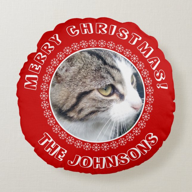 Personalized Christmas photo image design Round Pillow (Front)