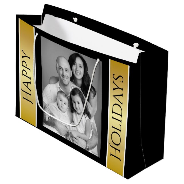 Personalized Christmas Photo Large Gift Bag (Front Angled)