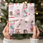 Personalized Christmas Photo Pink Holiday Fa La La Wrapping Paper<br><div class="desc">Make your holiday gifts extra special with this personalized Christmas wrapping paper featuring your favorite photos! Designed in a playful pink background with whimsical holiday frames, gingerbread men, snowmen, and festive "Fa La La" lettering, this wrapping paper adds both joy and charm to every present. Upload your family, kids, or...</div>