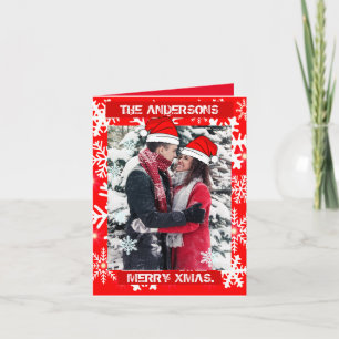 Personalized Christmas photo red snowflakes Invitation