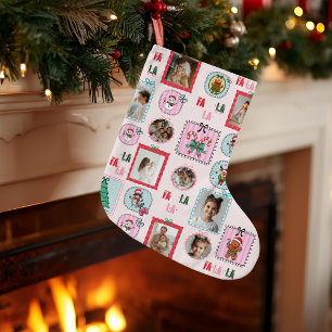 Personalized Christmas Photo Stocking Cute Pink