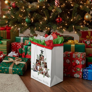 Personalized Christmas photos tree Medium Gift Bag