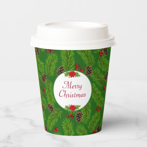 Personalized Christmas Pinecones  Berries Paper Cups