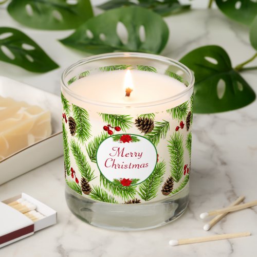 Personalized Christmas Pinecones  Berries Scented Candle