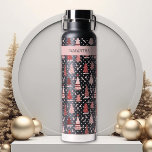 Personalized Christmas Pink Holiday Tree   Water Bottle<br><div class="desc">This design may be personalized in the area provided by changing the photo and/or text. Or it can be customized by choosing the click to customize further option and delete or change the color of the background, add text, change the text color or style, or delete the text for an...</div>
