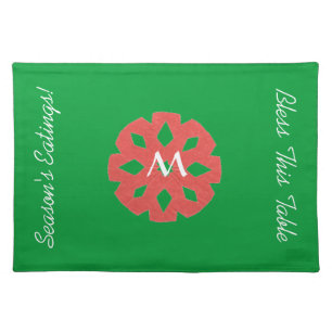 Personalized Christmas Placemat -- Red Snowflake