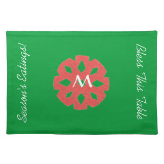 Personalized Christmas Placemat -- Red Snowflake